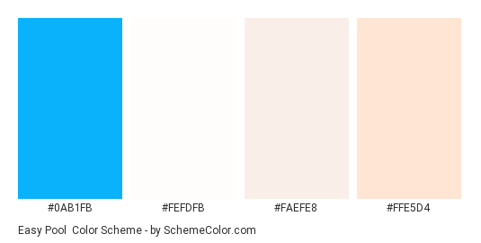 Easy Pool - Color scheme palette thumbnail - #0ab1fb #fefdfb #faefe8 #ffe5d4 
