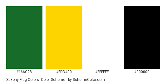 Saxony Flag Colors - Color scheme palette thumbnail - #166c28 #fdd400 #ffffff #000000 
