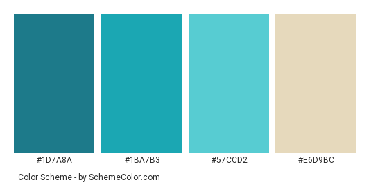 Leaf Closeup - Color scheme palette thumbnail - #1D7A8A #1BA7B3 #57CCD2 #E6D9BC 