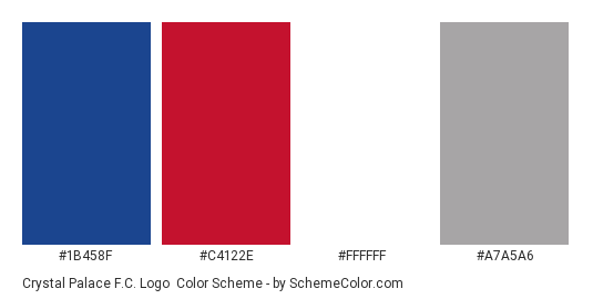 Crystal Palace F.C. Logo - Color scheme palette thumbnail - #1b458f #c4122e #ffffff #a7a5a6 