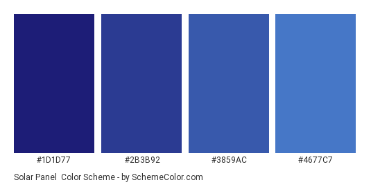 Solar Panel - Color scheme palette thumbnail - #1d1d77 #2b3b92 #3859ac #4677c7 