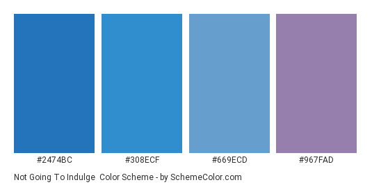 Not going to Indulge - Color scheme palette thumbnail - #2474bc #308ecf #669ecd #967fad 