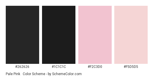 Pale Pink & Black - Color scheme palette thumbnail - #262626 #1c1c1c #f2c3d0 #f5d5d5 