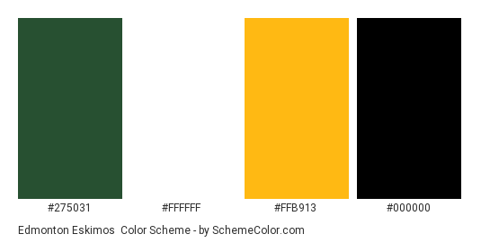 Edmonton Eskimos - Color scheme palette thumbnail - #275031 #ffffff #ffb913 #000000 