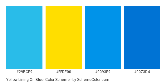 Yellow Lining on Blue - Color scheme palette thumbnail - #29bce9 #ffde00 #0093e9 #0073d4 