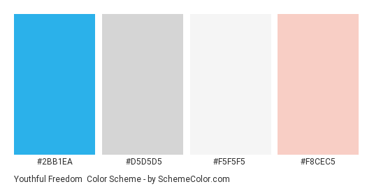 Youthful Freedom - Color scheme palette thumbnail - #2BB1EA #D5D5D5 #F5F5F5 #F8CEC5 