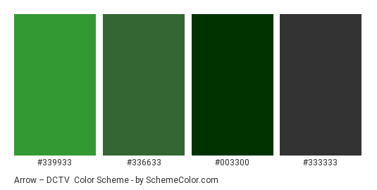 Arrow – DCTV - Color scheme palette thumbnail - #339933 #336633 #003300 #333333 