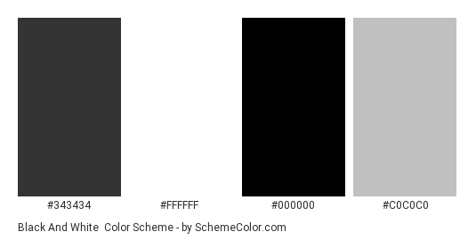 Black and White - Color scheme palette thumbnail - #343434 #FFFFFF #000000 #C0C0C0 
