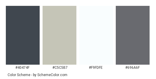 Gray and White Upscale Home - Color scheme palette thumbnail - #40474f #c5c5b7 #f9fdfe #696a6f 