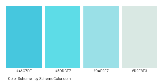 As Clear As It Gets - Color scheme palette thumbnail - #46c7de #5ddce7 #9ae0e7 #d9e8e3 