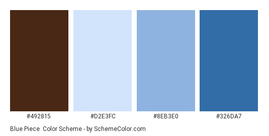 Blue Piece - Color scheme palette thumbnail - #492815 #D2E3FC #8EB3E0 #326DA7 