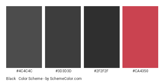 Black & Red Dress - Color scheme palette thumbnail - #4C4C4C #3D3D3D #2F2F2F #CA4350 