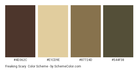 Freaking Scary - Color scheme palette thumbnail - #4D362C #E1CD9E #87724D #544F38 