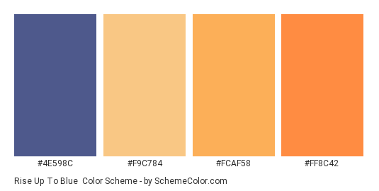 Rise Up To Blue - Color scheme palette thumbnail - #4e598c #f9c784 #fcaf58 #ff8c42 