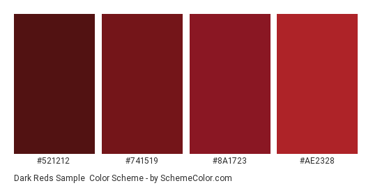 Dark Reds Sample - Color scheme palette thumbnail - #521212 #741519 #8A1723 #AE2328 