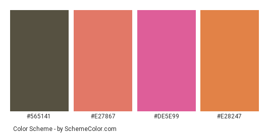 Young Woman Shopping - Color scheme palette thumbnail - #565141 #e27867 #de5e99 #e28247 