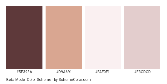 Beta Mode - Color scheme palette thumbnail - #5E393A #D9A691 #FAF0F1 #E3CDCD 