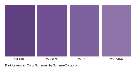 Dark Lavender - Color scheme palette thumbnail - #5f4180 #724e93 #7e619f #8f74aa 