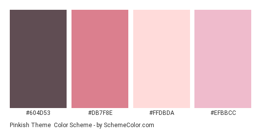 Pinkish theme - Color scheme palette thumbnail - #604D53 #DB7F8E #FFDBDA #EFBBCC 