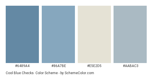 Cool Blue Checks - Color scheme palette thumbnail - #6489a4 #86a7be #e5e2d5 #aabac3 
