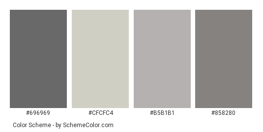 Grey Hair - Color scheme palette thumbnail - #696969 #CFCFC4 #B5B1B1 #858280 