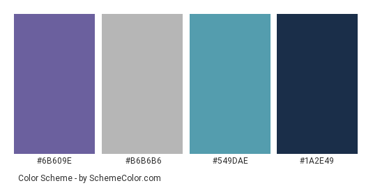 Modern Architecture - Color scheme palette thumbnail - #6b609e #b6b6b6 #549dae #1a2e49 