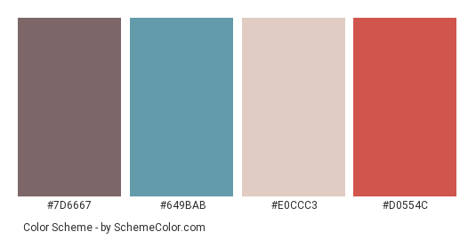 Abstract Ink Pattern - Color scheme palette thumbnail - #7d6667 #649bab #e0ccc3 #d0554c 