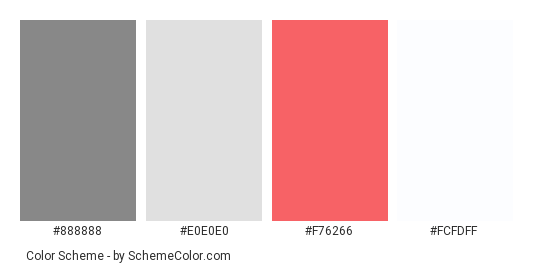Gray pink modern house - Color scheme palette thumbnail - #888888 #e0e0e0 #f76266 #fcfdff 