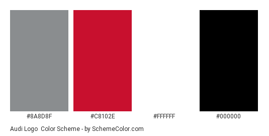 Audi Logo - Color scheme palette thumbnail - #8A8D8F #C8102E #FFFFFF #000000 
