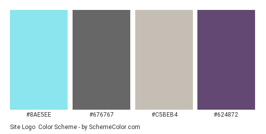 Site Logo - Color scheme palette thumbnail - #8AE5EE #676767 #C5BEB4 #624872 