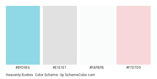Heavenly Bodies - Color scheme palette thumbnail - #8FD9E6 #E1E1E1 #FAFBFB #F7D7D9 