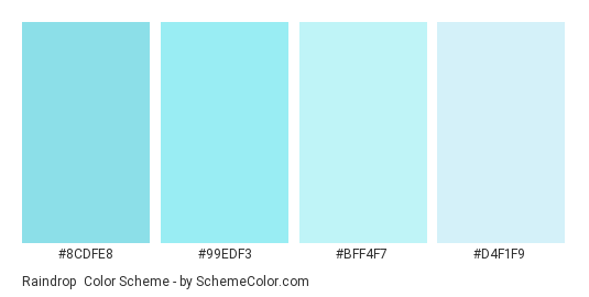 Raindrop - Color scheme palette thumbnail - #8cdfe8 #99edf3 #bff4f7 #d4f1f9 
