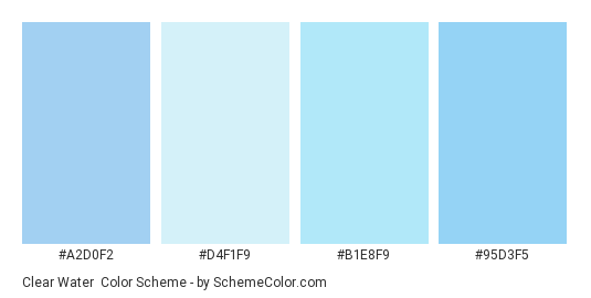 Clear Water - Color scheme palette thumbnail - #A2D0F2 #D4F1F9 #B1E8F9 #95D3F5 