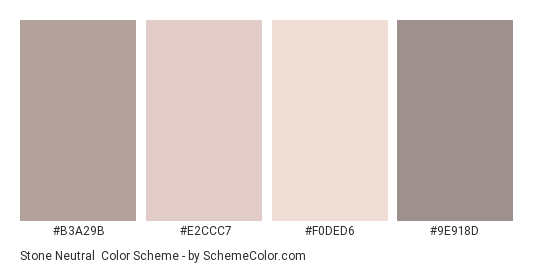 Stone Neutral - Color scheme palette thumbnail - #B3A29B #E2CCC7 #F0DED6 #9E918D 
