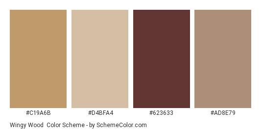 Wingy Wood - Color scheme palette thumbnail - #C19A6B #D4BFA4 #623633 #AD8E79 