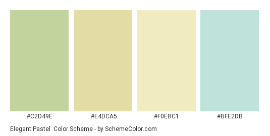 Elegant Pastel - Color scheme palette thumbnail - #C2D49E #E4DCA5 #F0EBC1 #BFE2DB 