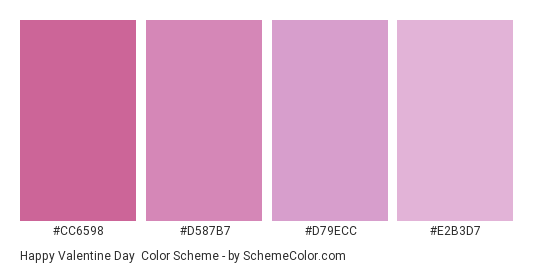 Happy Valentine Day - Color scheme palette thumbnail - #CC6598 #D587B7 #D79ECC #E2B3D7 