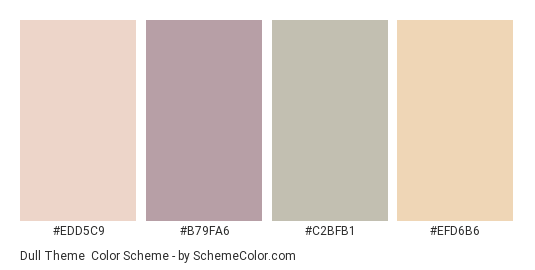 Dull Theme - Color scheme palette thumbnail - #EDD5C9 #B79FA6 #C2BFB1 #EFD6B6 