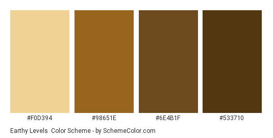Earthy Levels - Color scheme palette thumbnail - #F0D394 #98651E #6E4B1F #533710 