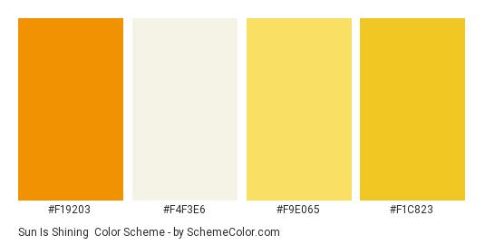 Sun is Shining - Color scheme palette thumbnail - #F19203 #F4F3E6 #F9E065 #F1C823 
