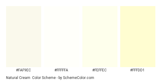 Natural Cream - Color scheme palette thumbnail - #FAF9EC #FFFFFA #FEFFEC #FFFDD1 