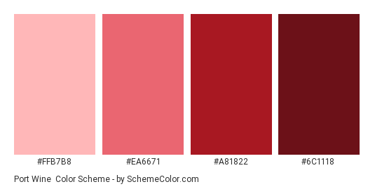 Port Wine - Color scheme palette thumbnail - #FFB7B8 #EA6671 #A81822 #6C1118 