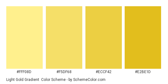 Light Gold Gradient - Color scheme palette thumbnail - #FFF08D #F5DF68 #ECCF42 #E2BE1D 