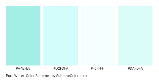 Pure Water - Color scheme palette thumbnail - #a4efe5 #d2fdfa #f6ffff #dafdfa 