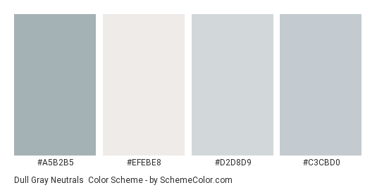 Dull Gray Neutrals - Color scheme palette thumbnail - #a5b2b5 #efebe8 #d2d8d9 #c3cbd0 