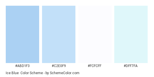 Ice Blue - Color scheme palette thumbnail - #abd1f3 #c2e0f9 #fcfcff #dff7fa 