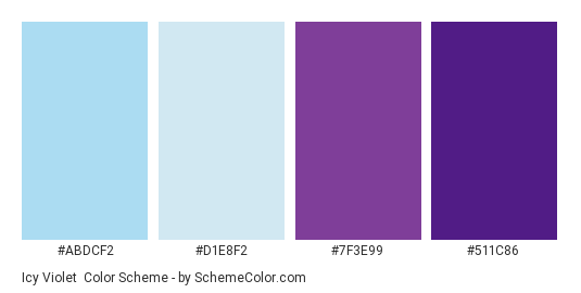Icy Violet - Color scheme palette thumbnail - #abdcf2 #d1e8f2 #7f3e99 #511c86 