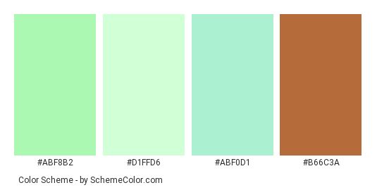 Mint Ice Cream In Cone - Color scheme palette thumbnail - #abf8b2 #d1ffd6 #abf0d1 #b66c3a 