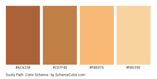 Dusty Path - Color scheme palette thumbnail - #ac6238 #c07f45 #f8b976 #f8d39e 