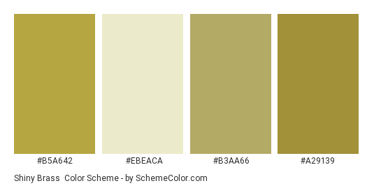 Shiny Brass - Color scheme palette thumbnail - #b5a642 #ebeaca #b3aa66 #a29139 